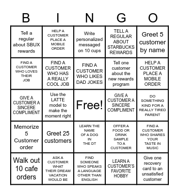 Customer Connection Bingo Card