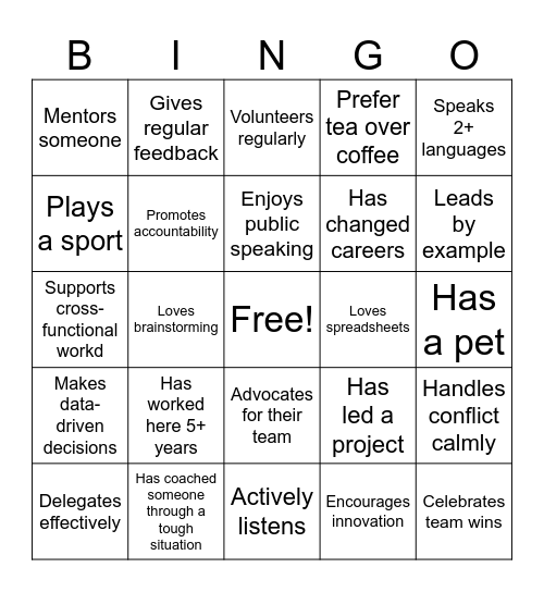 SRT Employee Engagement Bingo Card