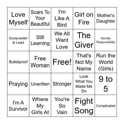 R3 - R4 | She Sings (Pop) Bingo Card