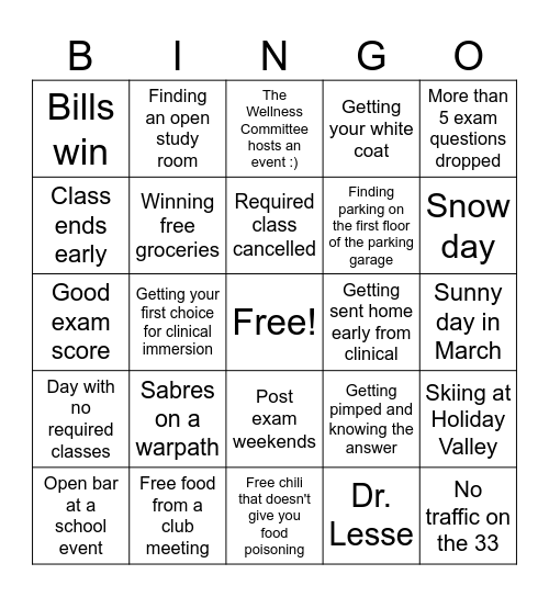 Wellness Committee Grocery BINGO Card