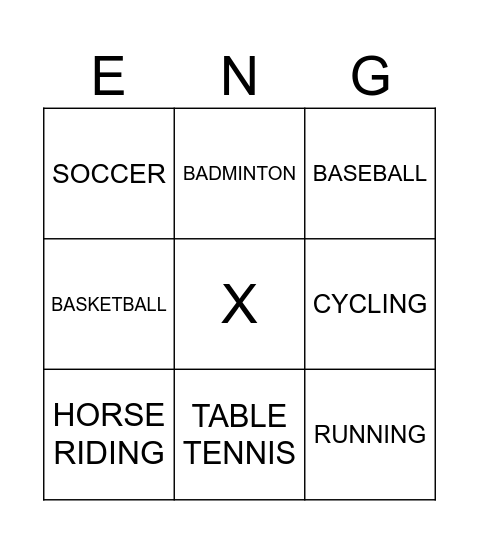 SPORTS Bingo Card