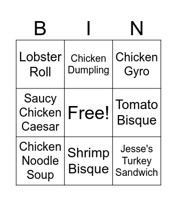 Zuppa's BINGO Card