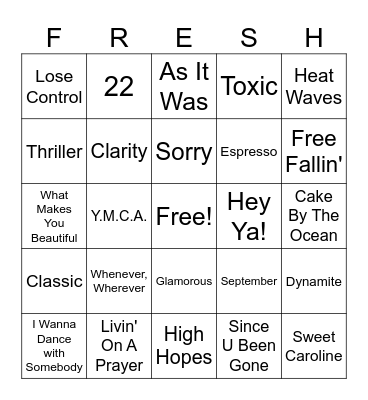 Winter Spirit Week Bingo Card