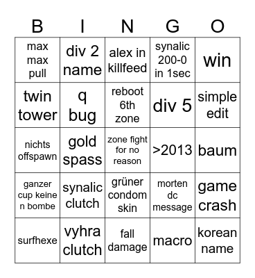 DIVISION 4 Bingo Card