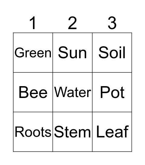 Plant Bingo Card