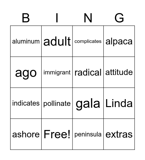 5.5! Bingo Card