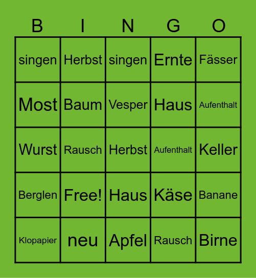 Mostproben-BINGO ;-) Bingo Card