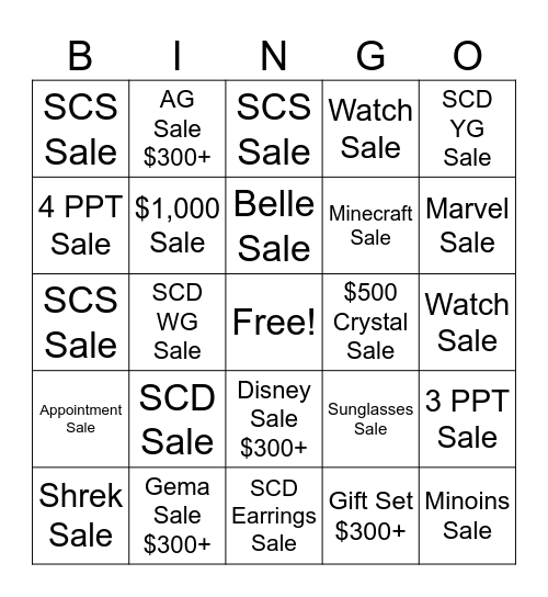 Swarovski March Bingo Card