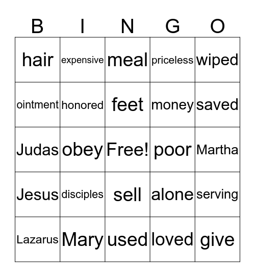 Serving Jesus  Bingo Card
