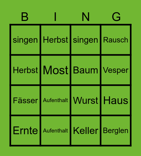 Mostproben-BINGO ;-) Bingo Card