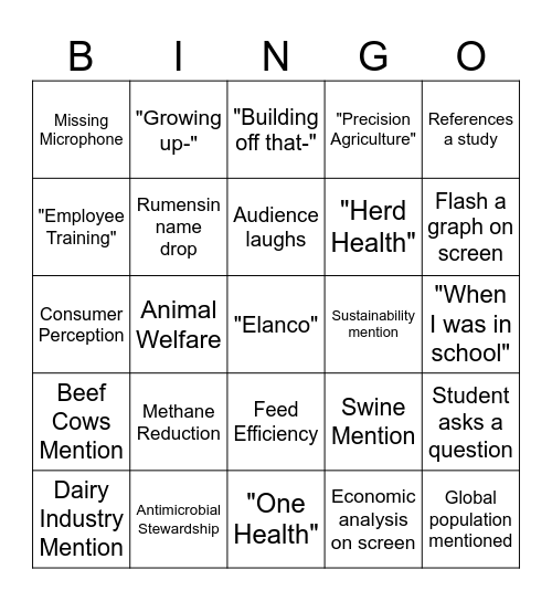 Elanco Panel Bingo Card