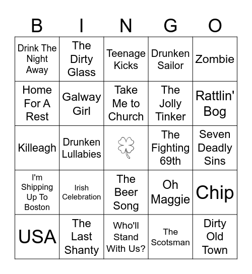 Irish Remix Bingo Card
