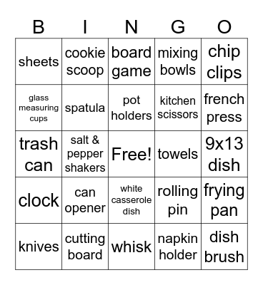 Bridal Shower Bingo! Bingo Card