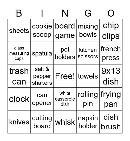 Bridal Shower Bingo! Bingo Card