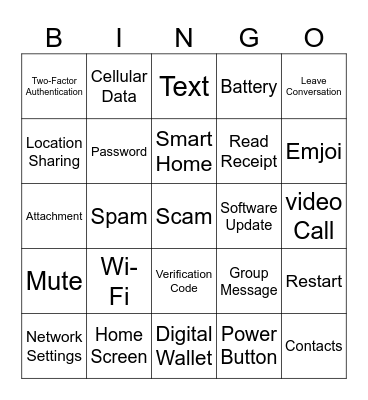 Technology Bingo Card