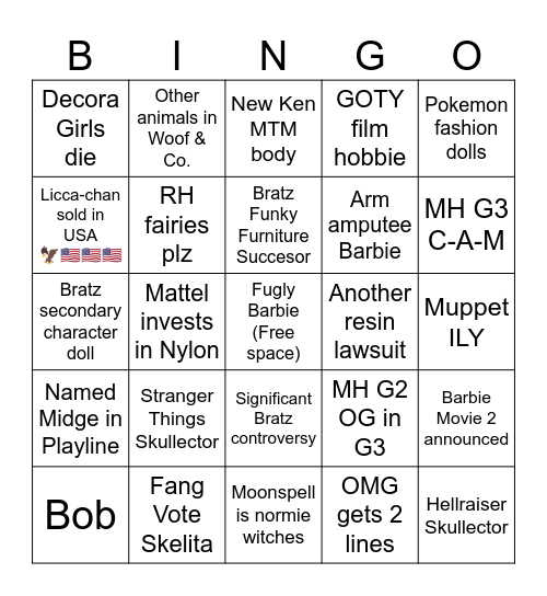 Doll News 2026 Bingo Card
