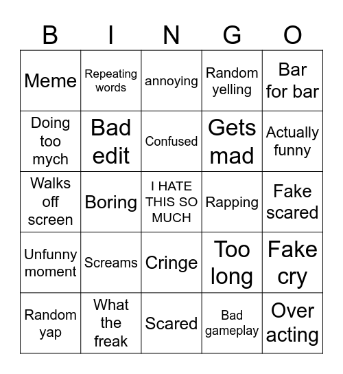 Cory ripoff Bingo Card