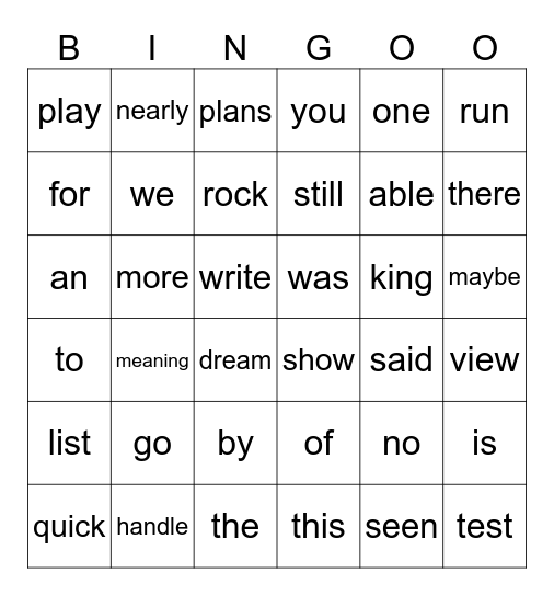 Spelling review Bingo Card