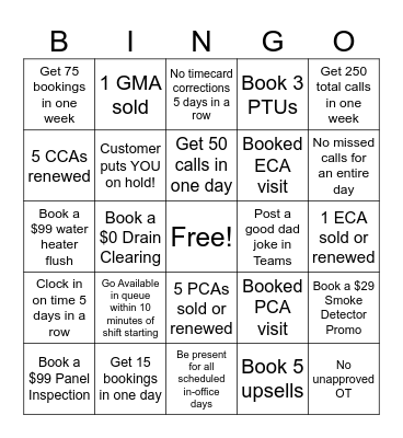 Part-time/E-Commerce Bingo Card