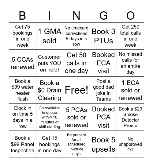 Part-time/E-Commerce Bingo Card