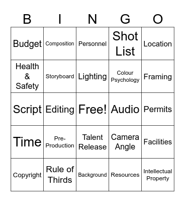 Digital Media Bingo Card