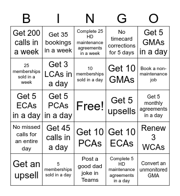 Memberships Bingo Card