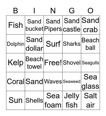 Down by the Seashore Bingo Card