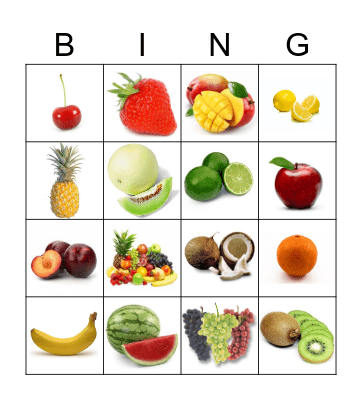 Fruits Bingo Card