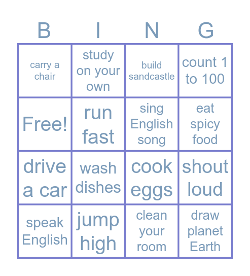 Can you....? Bingo Card