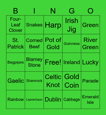 St. Patrick's Day BINGO Card