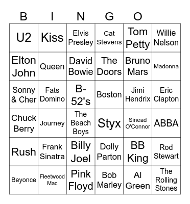 MUSIC Bingo Card