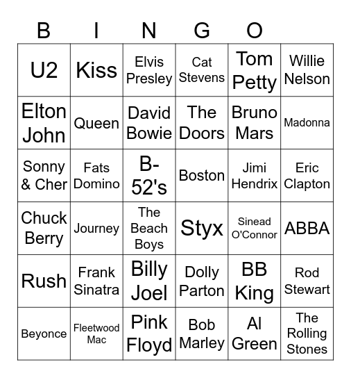 MUSIC Bingo Card