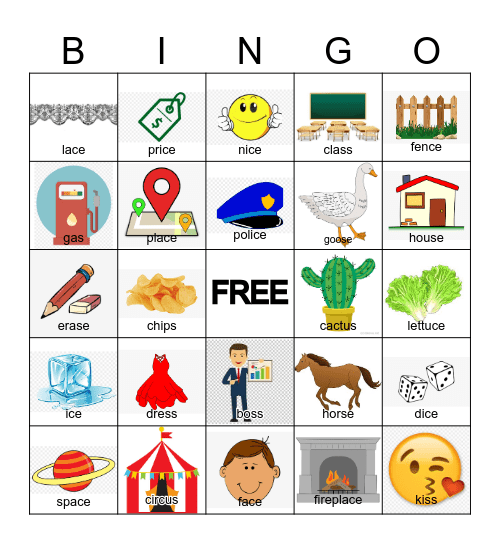 Final /s/ sentences Bingo Card