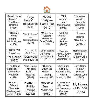 HOUSE/HOME IN THE TITLE Bingo Card
