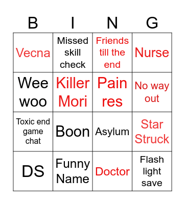 DBD Fun Bingo Card