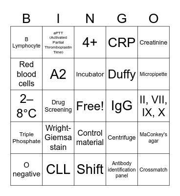Laboratory Bingo Card