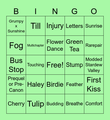 Stardew Fic Pals Spring 2026 Bingo Card