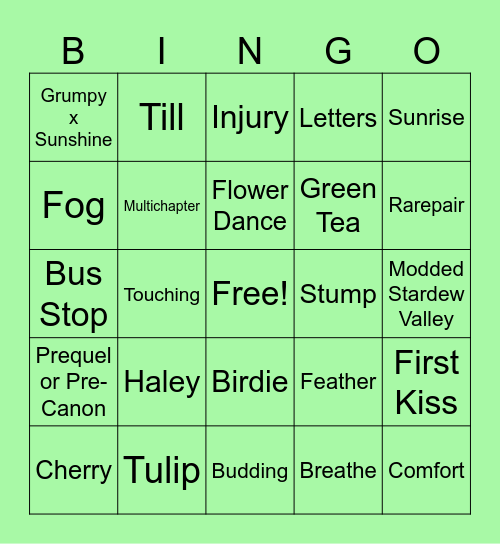 Stardew Fic Pals Spring 2026 Bingo Card