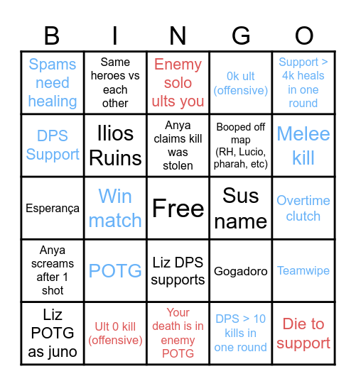 Overwatch 2 Stadium Bingo Card