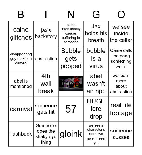 TADC episode 8 Bingo Card