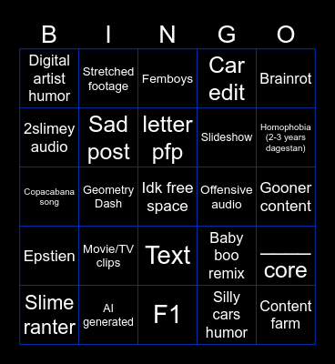 Tiktok FYP Bingo Card