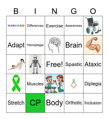 Cerebral Palsy Awareness Bingo Card