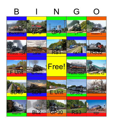 Preserved Engines of the U.S.A that I would like to design one day Bingo Card