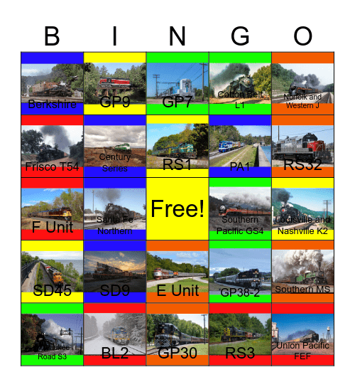 Preserved Engines of the U.S.A that I would like to design one day Bingo Card
