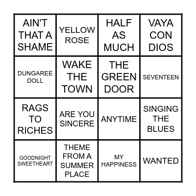 FABULOUS FIFTIES Bingo Card