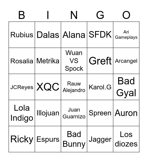 Velada del año VI Bingo Card