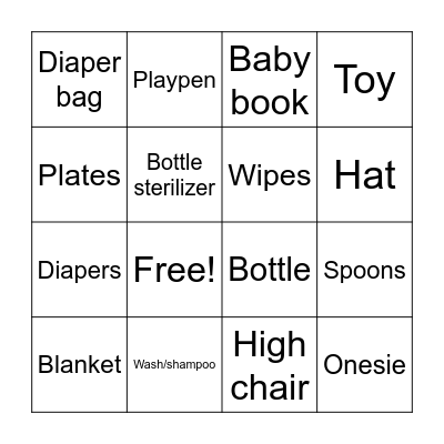 Baby Shower Bingo Card
