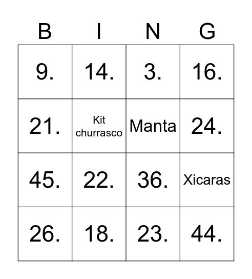 Diandra e Raphael Bingo Card
