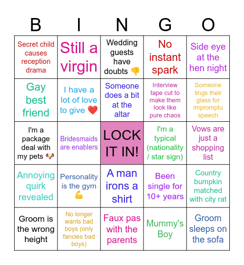 MAFS WEDDING BINGO! Bingo Card