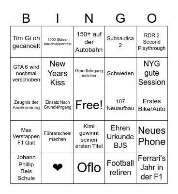 2026 Bingo Card